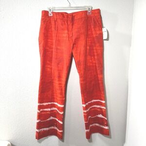 True Royal Red Sandy Ankle Tie Dye‎ Wide Leg Pants Made in Italy US 12 NWT $393